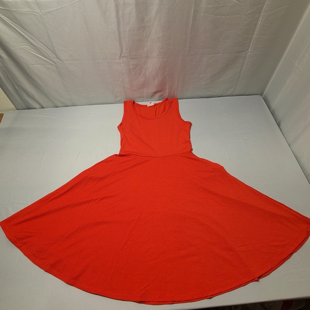 Lularoe Red Dress Womens Small Comfy Flowy Flare Spring Skater Casual Pockets